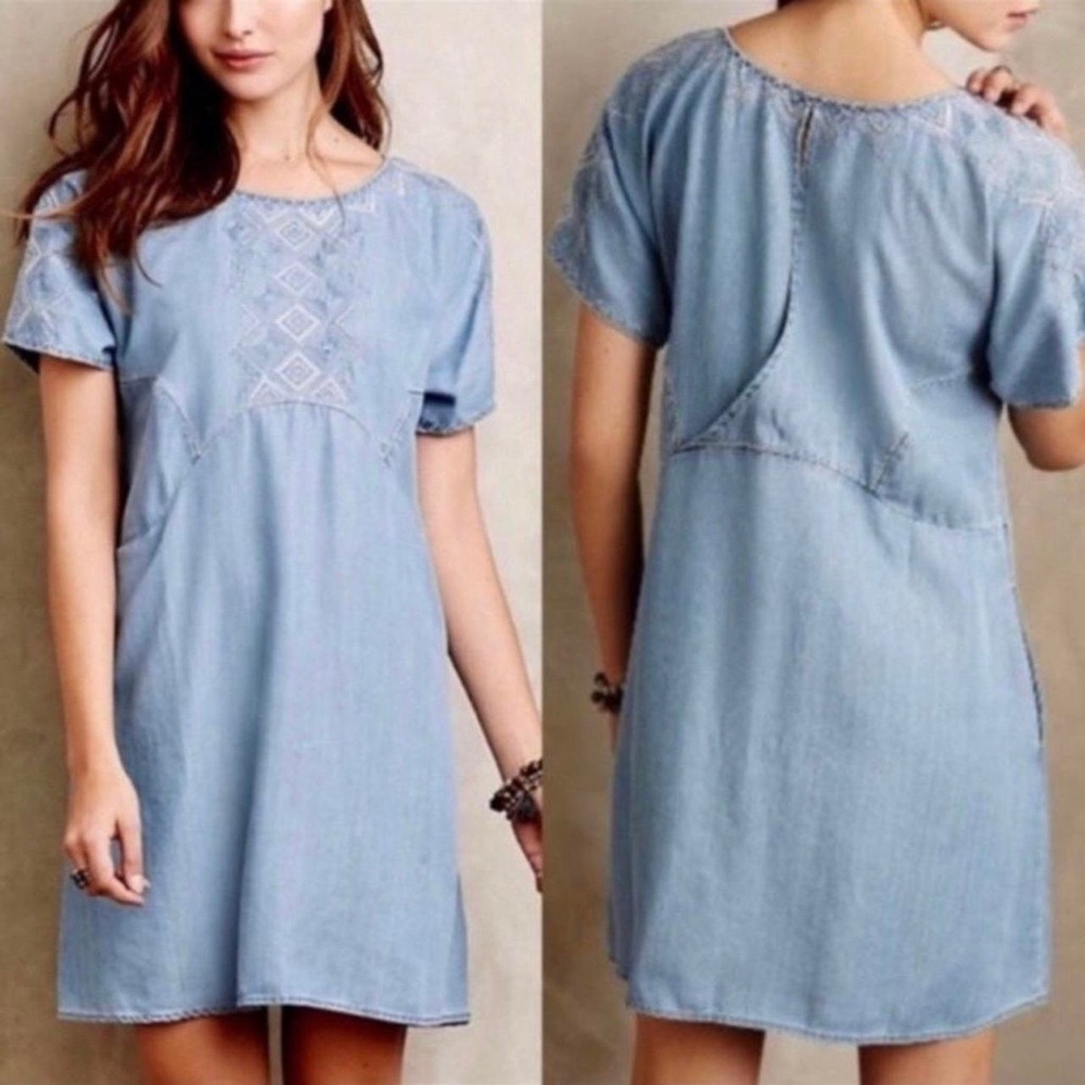 Holding Horses Light Blue Chambray Embroidered Blouse